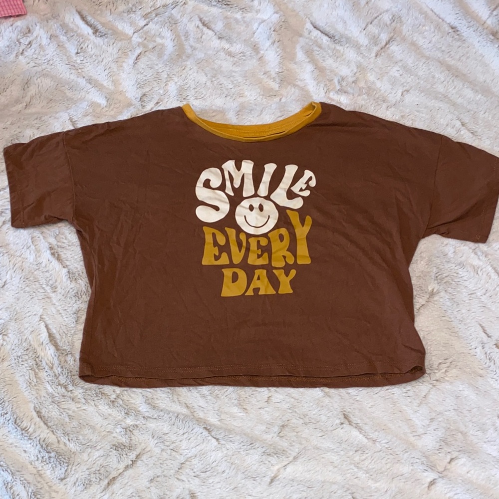 Wonder Nation Brown Tee with Smile Print